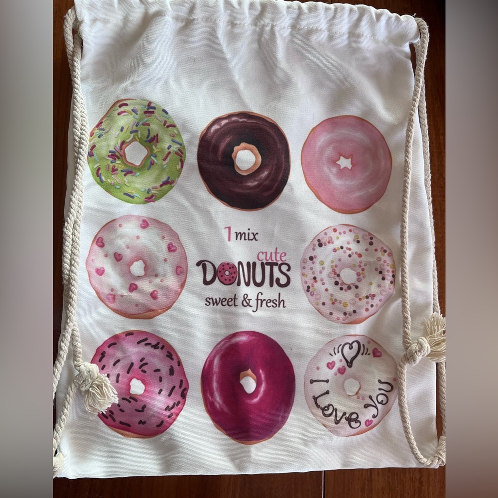 EUC Donuts Drawstring Sack Bag